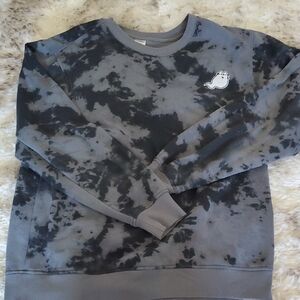 Pusheen Black and Gray Ghost Halloween Tie-Dye Crewneck